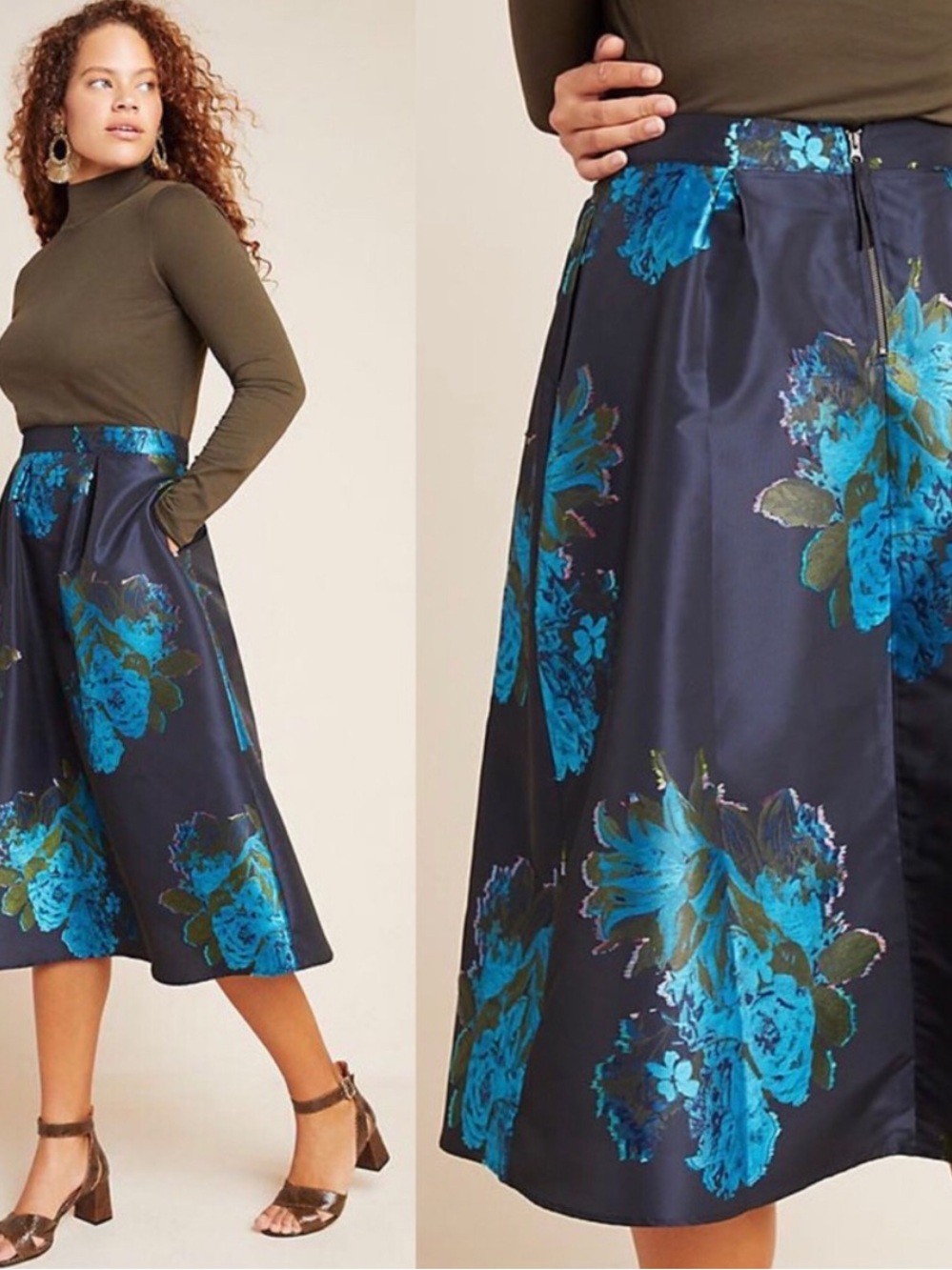Anthropologie Maeve Ronette Jacquard Midi Skirt